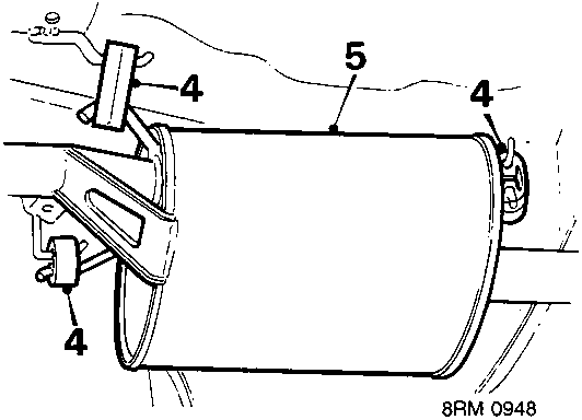 Diagram showing tail pipe with callout numbers 4 and 5