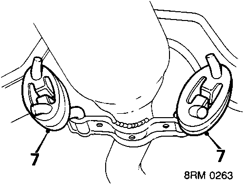 Diagram of exhaust system mountings showing part 7