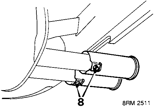 Diagram showing tail pipe finishers and bolts on the exhaust system