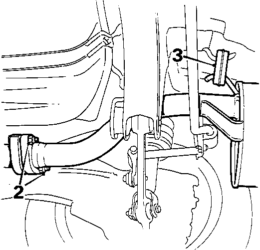 Diagram showing tail pipe and silencer mounting on naturally aspirated model with callout numbers 2 and 3