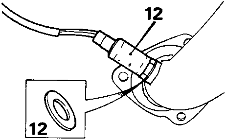 Diagram showing oxygen sensor and seal being removed from front pipe