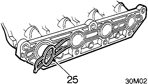 Diagram showing removed inlet manifold with gasket surface visible