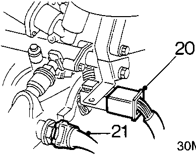 Diagram showing fuel return hose, injector harness multiplug, and air temperature sensor multiplug connections