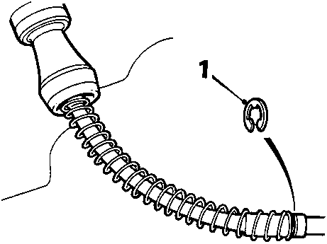 Diagram showing removal of 'C' clip from clutch spring to cable