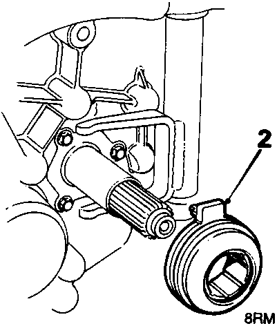 Diagram showing release bearing on release fork with callout number 2