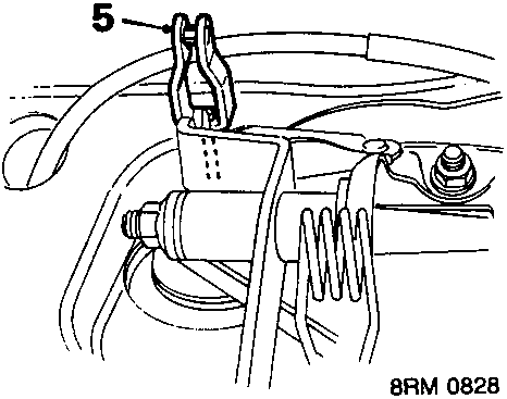 Diagram showing inner cable release from clutch pedal with callout number 5