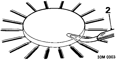 Diagram showing a circular plate with diaphragm fingers and a tool measuring clearance between the plate and fingers