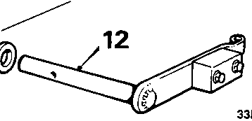 Exploded view of release bearing components including bolts, fork, spring, and seal, labeled 12, 13, 14, with figure code 33M 0008