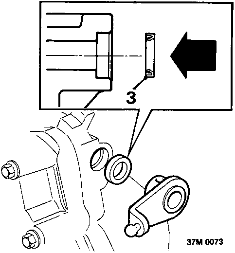 Diagram showing a seal being pressed into a recess with a plug socket and screwdriver lever, callout number 3
