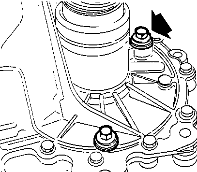 Diagram showing the gearbox filler/level plug location on the gearbox casing