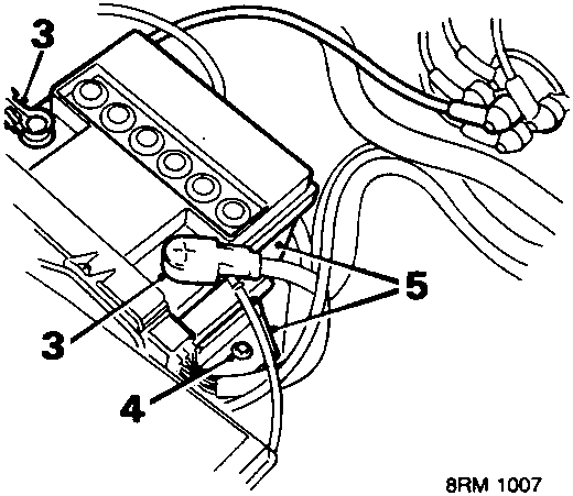 Diagram showing battery location with callout numbers 3, 4, and 5