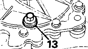 Diagram showing gearbox filler/level and drain plugs with callout number 13