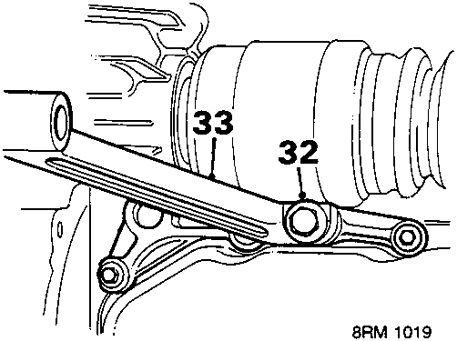 Diagram showing anti-beaming bracket with bolt (32) and bracket (33)