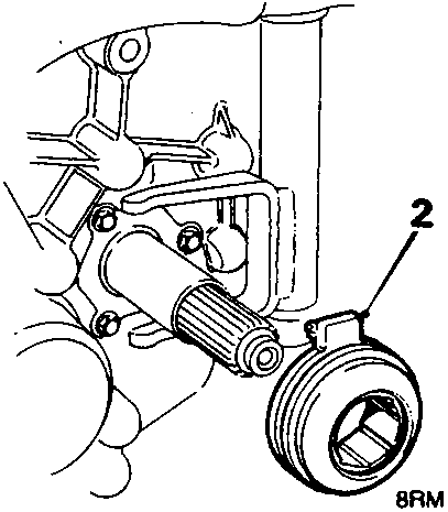 Diagram showing the input shaft and clutch release bearing area with callout number 2 pointing to the release bearing.