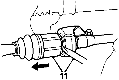 Diagram showing drive shaft connection with callout for part 11