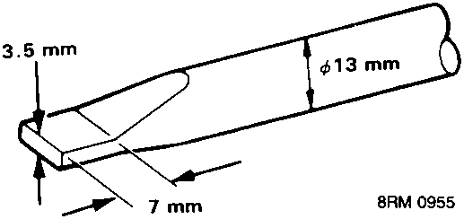 Diagram of a screwdriver with dimensions 3.5 mm, 7 mm, and ø13 mm, reference 8RM 0955