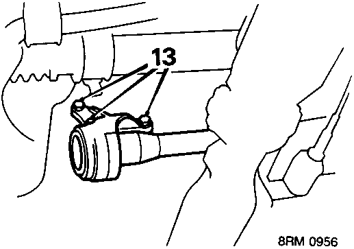 Diagram showing removal of bolts securing intermediate shaft bearing housing to cylinder block, with callout for part 13