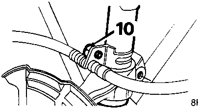 Diagram showing brake hose bracket bolt callout number 10