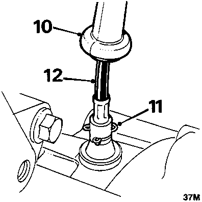 Diagram showing a speedometer cable connection with callout 10 indicating the cover, 11 the clip, and 12 the cable itself.