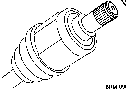 Diagram showing a drive shaft end with a circlip removed, callout number 12. Code 8RM 0953.