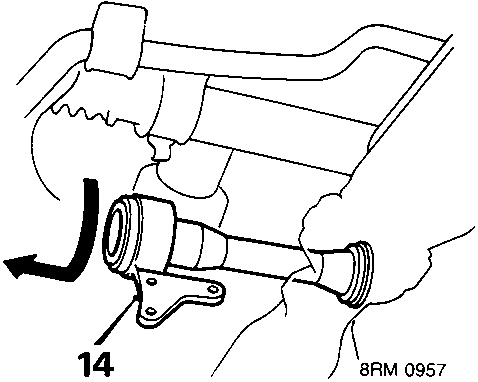 Diagram showing drive shaft and bearing housing with callout number 14