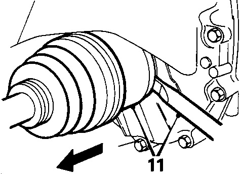 Diagram showing drive shaft being released from gearbox, callout 11