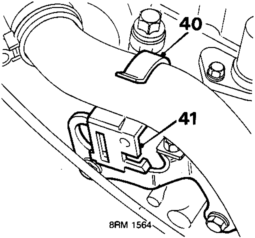 Diagram showing the bottom radiator hose clip and lifting bracket clip
