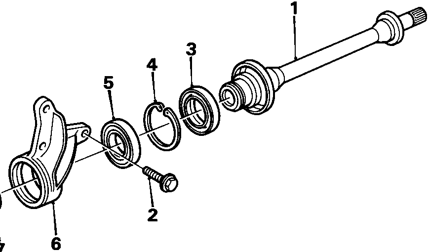 Exploded view diagram of the intermediate shaft assembly showing numbered components 1 through 8, including the shaft, bearing housing, seals, circlips, and bolts. Reference number 8RM 0788 is printed below the diagram.