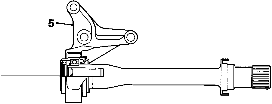 Diagram showing a drive shaft with a callout number 5 pointing to the intermediate bearing support.