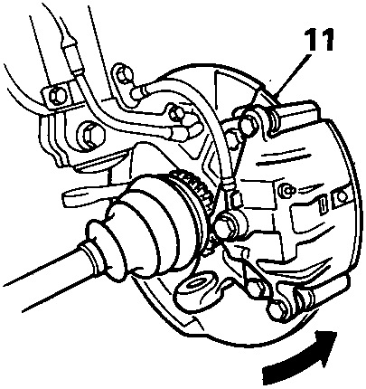 Diagram showing pulling the hub outwards to release the drive shaft from the hub