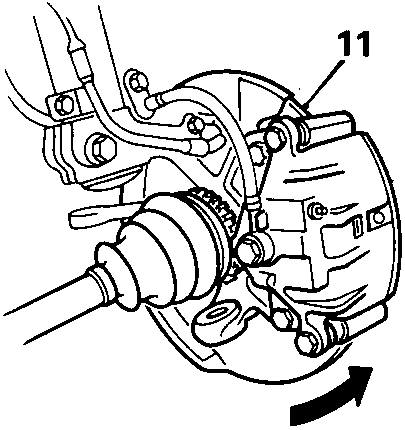 Diagram showing drive shaft being pulled outwards from the hub assembly (11)