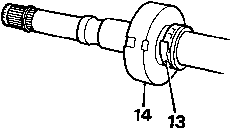 Diagram of a drive shaft damper with callout numbers 13 and 14