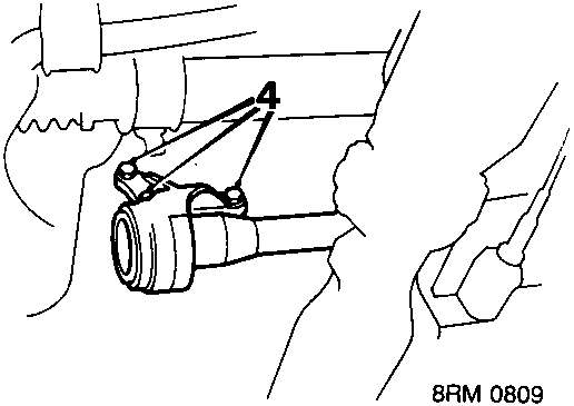 Diagram showing removal of bolts from intermediate shaft bearing housing to cylinder block