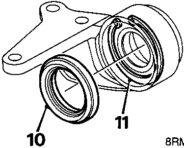 Diagram showing inner seal and circlip retaining bearing in bearing housing