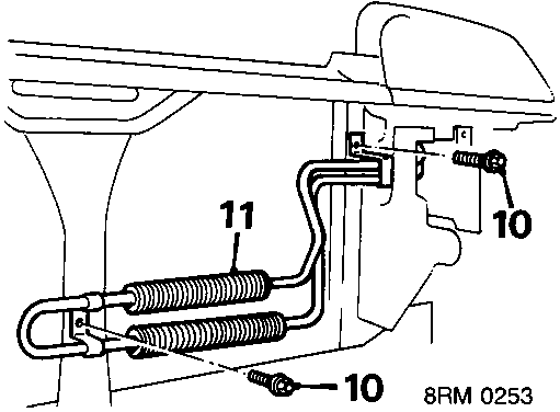 Diagram showing oil cooler installation with callout numbers 10, 11