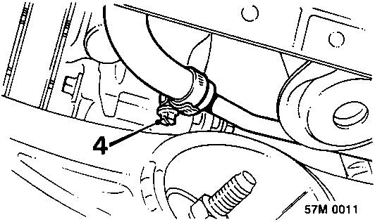 Diagram showing oil cooler hose connection to pipe with callout number 4
