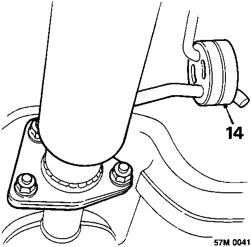 Diagram showing centre exhaust mounting flange and callout 14