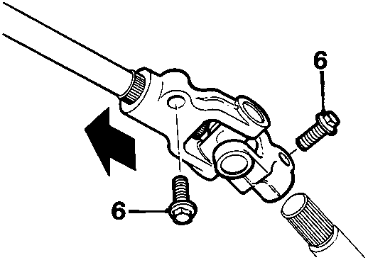 Diagram showing bolts (6) securing column universal joint