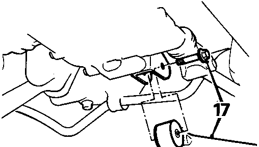 Diagram showing bolt securing steady rod to transmission