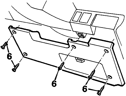 Diagram showing removal of screws securing the fuse box cover