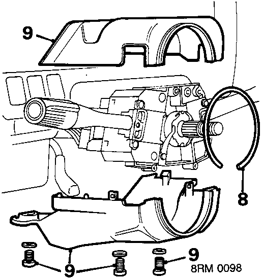 Diagram showing release of screws and removal of nacelle sections and snap ring