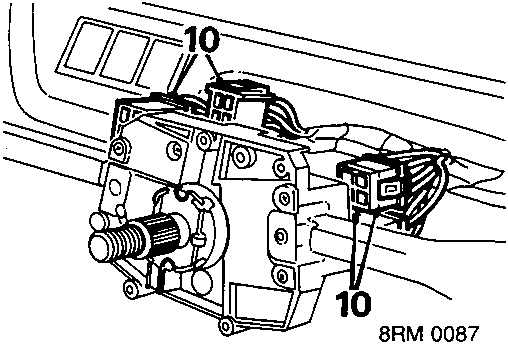 Diagram showing disconnecting indicator and wiper switch multiplugs