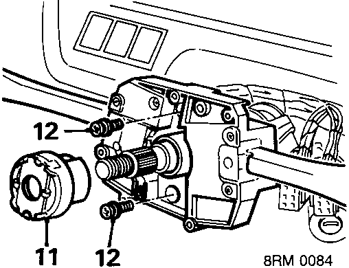 Diagram of steering column switch assembly showing parts 11 and 12