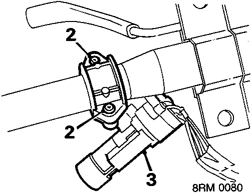 Diagram of steering lock and ignition switch assembly showing shear bolts and plunger