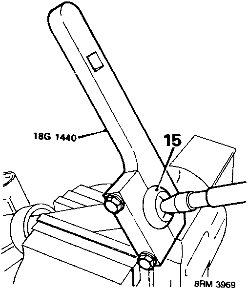 Diagram showing tool 18G 1440 being used to release inner ball joint 15