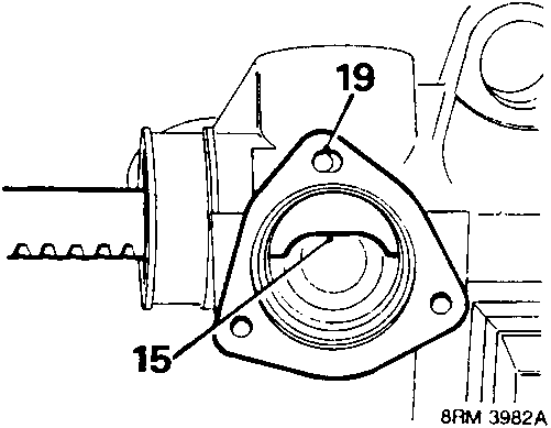 Diagram showing the pinion housing bore with parts 15 and 19 indicated, illustrating the alignment of the undercut in the rack.