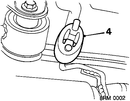 Diagram showing component labeled 4 near a suspension mount