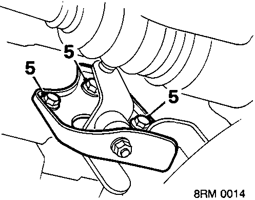 Diagram showing components labeled 5 on a gear change bracket and linkage