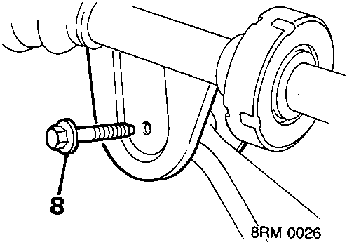 Diagram showing a bolt labeled 8 connecting the lower arm to the vehicle body