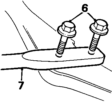 Diagram showing the tie rod connection to the lower arm, with callout numbers 6 and 7 indicating bolts and the tie rod itself.